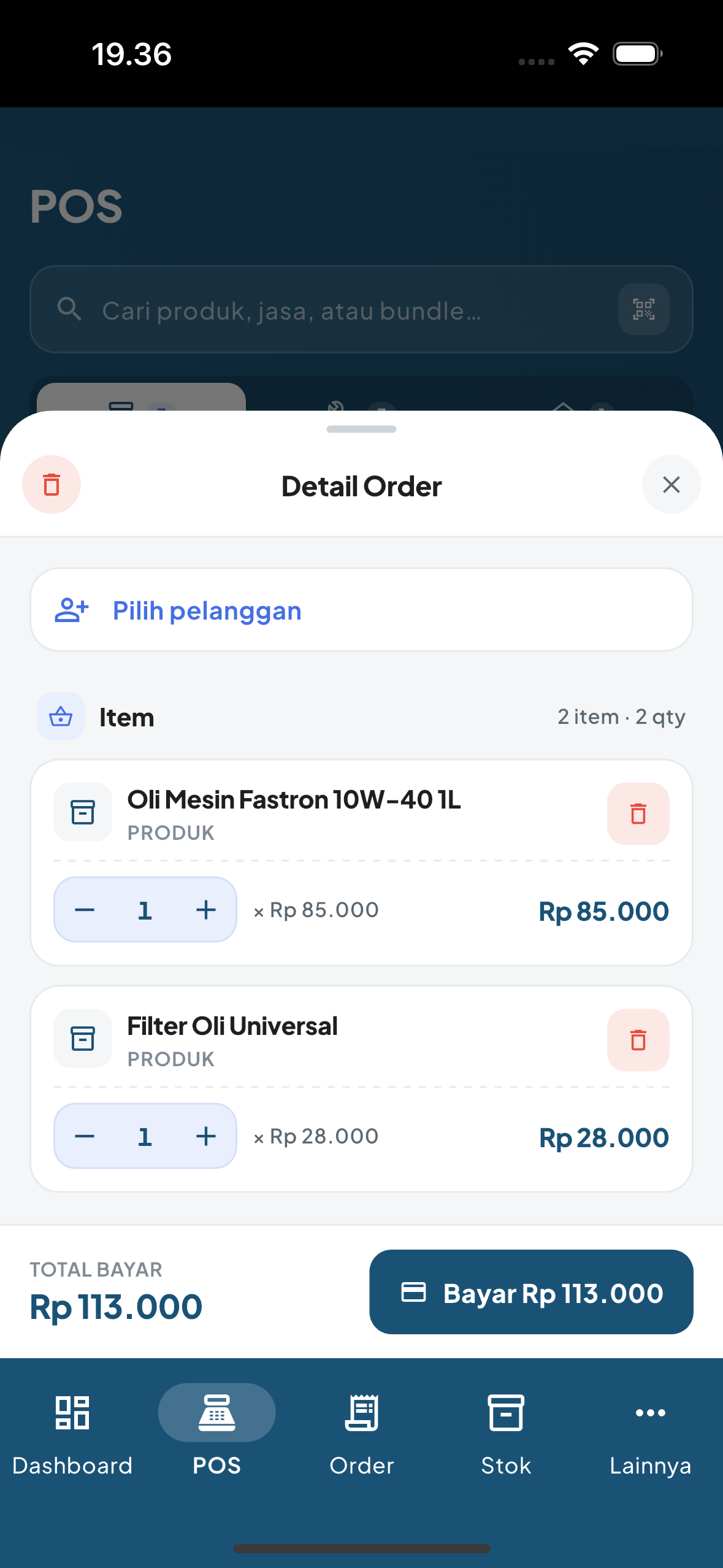Bengkelku — review detail order sebelum bayar